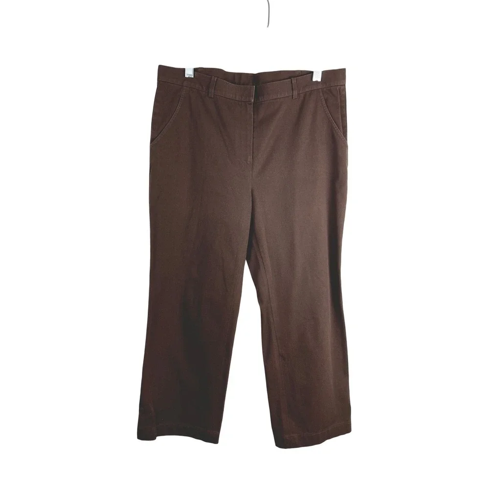Lafayette‎ 148 New York Brown Cotton Stretch Cropped Straight Leg Pants Size 6